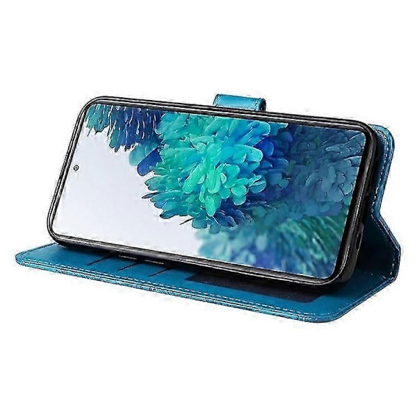 Kompatibel med Galaxy S20 FE / S20 FE 5G / S20 Lite Solros PU Läder Magnetiskt Plånboksfodral med Ställ - Perfekt Blue