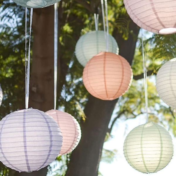12 stk Papirlykter Multifargede Dekorative Runde Papirlykter for Festivalfest Jubileum med 4 Størrelser - Perfekt Peach Pink