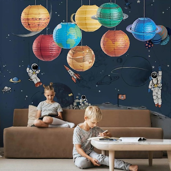 Juldekorationer 8-pack Papperslyktor Solsystemet Lyktor Barn Yttre Rymden Festdekorationer Rymdtema Fest Födelsedagsrum Dekorationer-Perfekt
