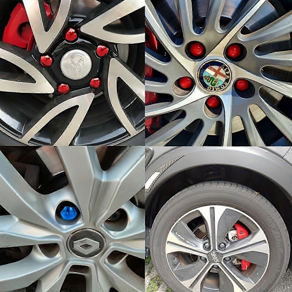 20 Stycken Skyddskåpor för Hjulmuttrar, Rostskydd, Hjulnavsmutter, Däckmutter, Exteriördekoration - Perfekt Electroplating Red 21mm