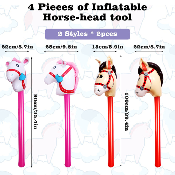 4 deler oppblåsbar hestestokkballong - Perfet Pink 6pcs