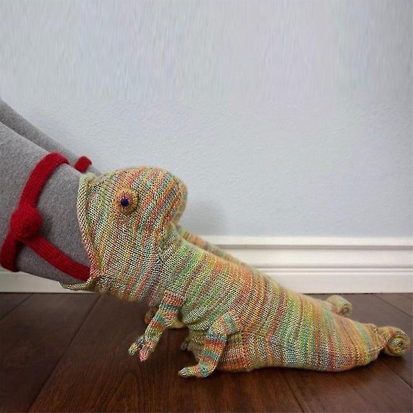 Unisex Julstrumpor med Djurmönster - Snygga Mid-Calf Strumpor - Perfekta Chameleon