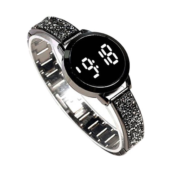 Fiauli Digital Klocka Livsvattenbeständig Digital Display Kvinnor Casual Rund LED Digital Klocka-Perfekt Black