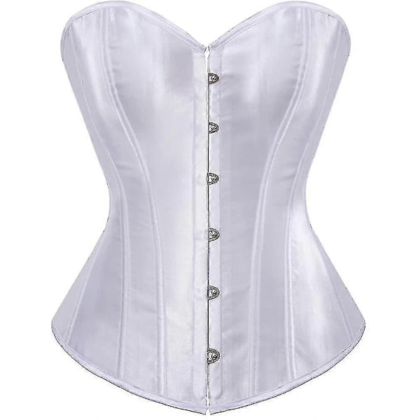 Kvinders Bustier Korset Top Sexy Lingeri Sæt Sort Satin Talje Cincher-Perfet White Small