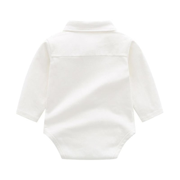 baby långärmad liten klänning för män Romper Baby 100-dagars bankett Ettårig Romper nyfödd kläder (1st, vit) - Perfet