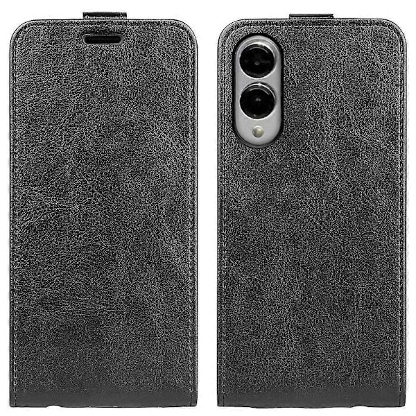 Kompatibel med R64 Textur Vertikal Flip Läder Telefonfodral-Perfet Black For Samsung Galaxy S25 Edge 5G