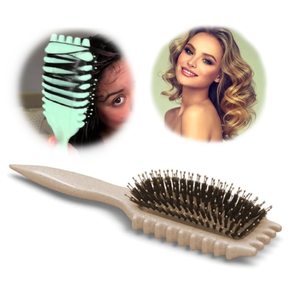 Curl Defining Brush, Curl Hair Brush, Bounce Curl Brush, Boar Bristle Hair Brush Stylingborste för att reda ut, forma och definiera lockar- Perfet apricot