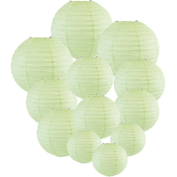 12 stk Papirlykter Multifargede Dekorative Runde Papirlykter for Festivalfest Jubileum med 4 Størrelser - Perfekt Mint Green
