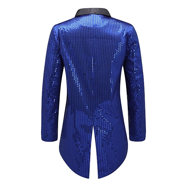 Sliktaa Paljett Frack Kavaj Herr Kostym Jacka Fest Show Tux Klänning Kappa - Perfekt Blue M