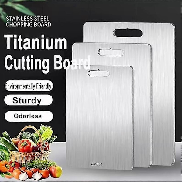Dobbelt Skærebræt Dobbeltsidet Titanium Køkken Hakkebræt Fødevarekvalitet Køkken Skærematte Bærbar Skærebræt Servering -Perfet 34*23cm