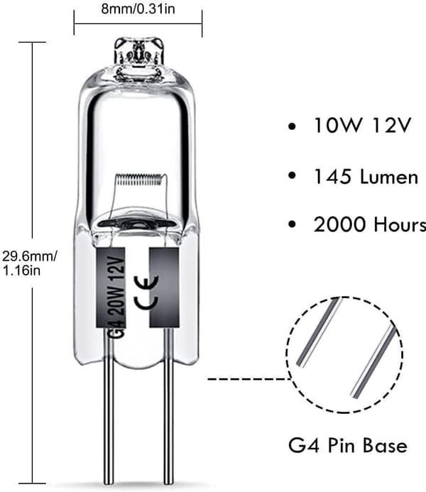 G4 halogenlampor 10W 12V - Varmvitt ljus - 10-pack 10W 10pcs