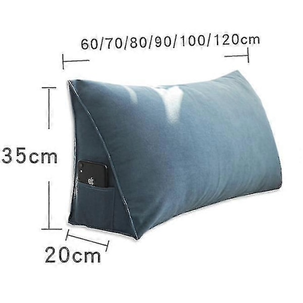 Kolmionmuotoinen sängyn kiilatyyny, selkätuki selkänoja lukutyyny - Täydellinen Khaki 60*35*20cm