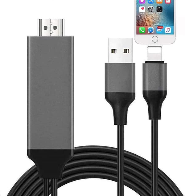 Lightning til HDMI-kabeladapter Kompatibel med iPhone, 1080p Digital Synkroniseringsskjerm Audio Video Adapter med - Perfet Black