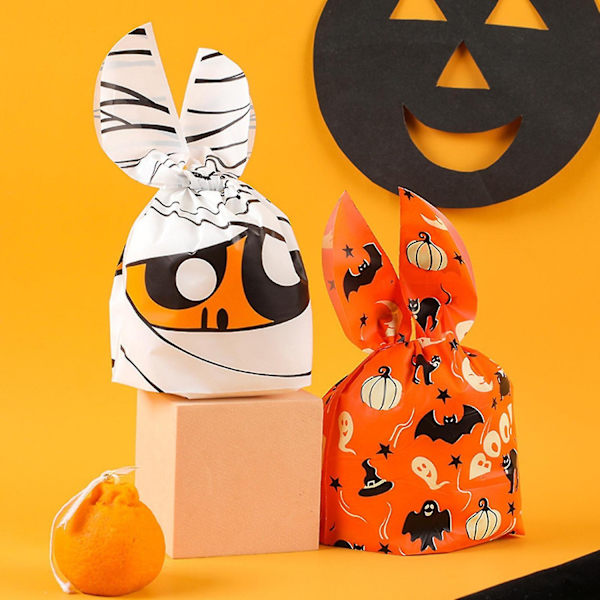 50st/ set Halloween godispåsar Kaninöron Trick Or Treat Festdekoration Skrämmande applikationspaket Gåva Återanvändbar Pumpa - Perfet B 14cm