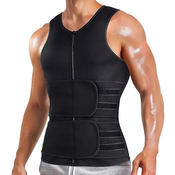 Herre Body Shaping Bælte Træner Sauna Vest Dobbelt Bælte Mave Slankende Svedabsorberende Vest Fitness Bælte-Perfet 3XL