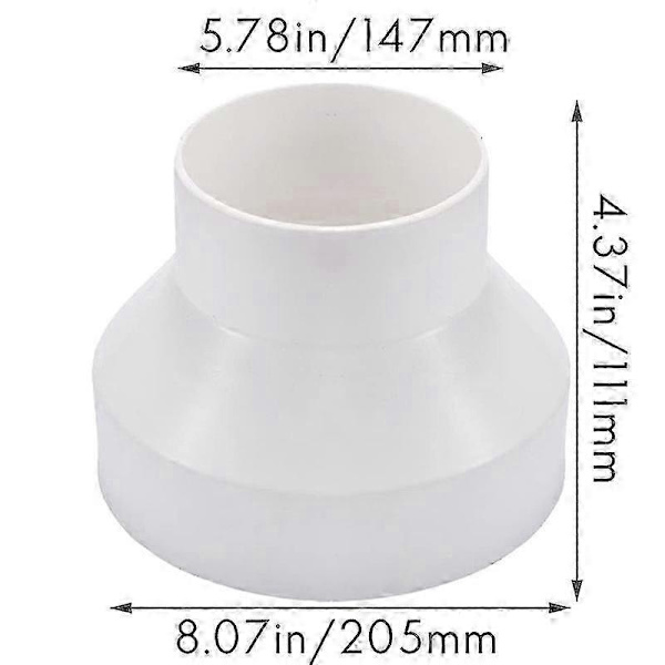 200 mm til 150 mm ventilasjonsrør reduksjonsadapter kompatibel med inline ventilasjonssystem-Perfet