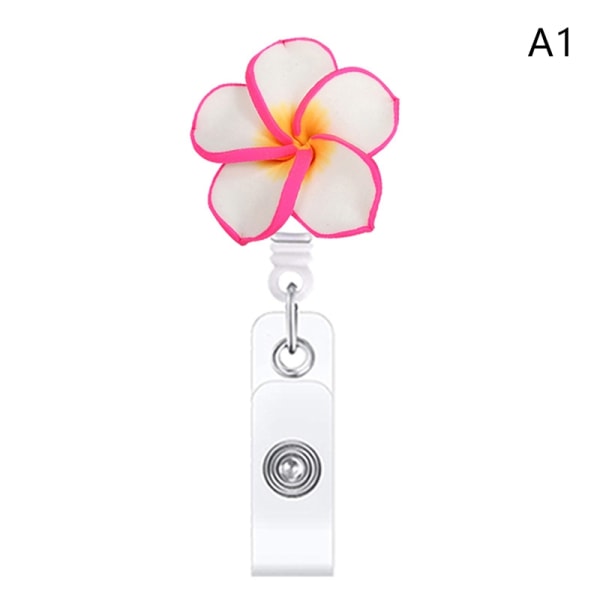 Flower Shape Badge Reel Clip uttrekkbar ID-kort Merkeholder N - Perfet A1