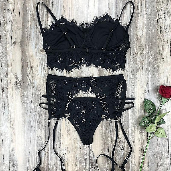 Kvinnor Sexiga Spets Underkläder Set Babydoll Underkläder BH Thong - Perfet