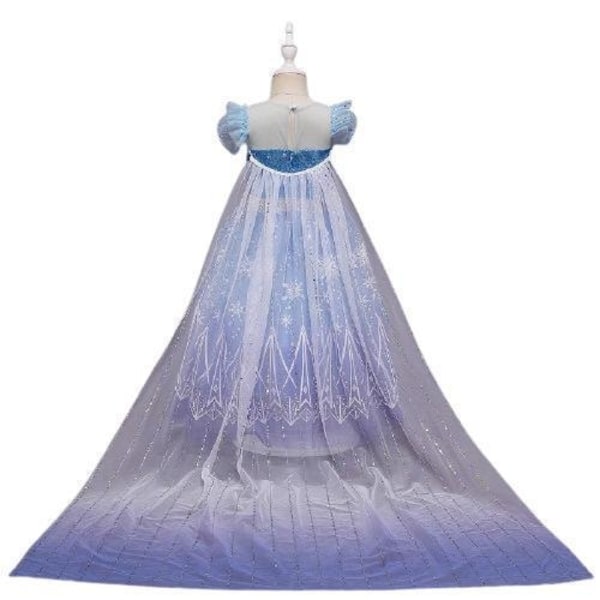 Prinsessan Elsa klänning med avtagbart tåg i böljande blått blue 128