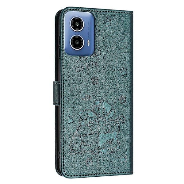 Nahkakotelo kaulanauhalla, yhteensopiva Motorola Moto G85-Perfetin kanssa Dark Green