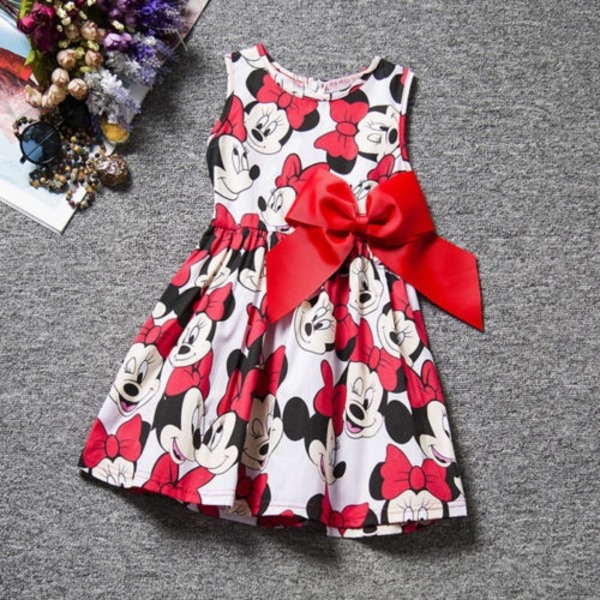 arn Girls Minnie Print Midi Dress Sommer Sød udendørs gave - Perfet B 110