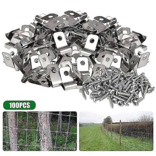 100 stk. Hegnstrådsklemmer med skruer Rustfrit stål Rustbestandige clips til 12-16 Gauge Have Ya-Perfet A