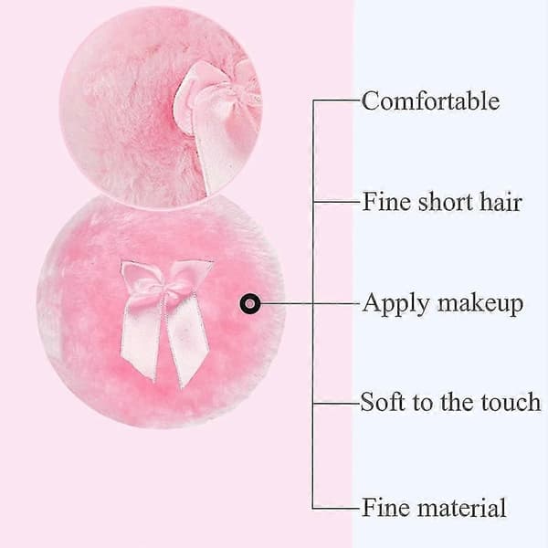 2-pack 10,5 cm Stora Fluffiga Puderpuffar Mjuka Puderpuffar Rosa Ansiktspuffar - Perfekt
