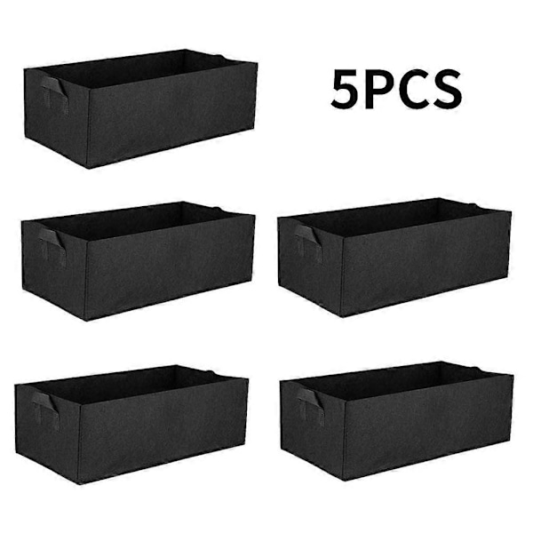 5 STK Filt Plantekassesæt Plantekasser Udendørs Rektangulær Plantestof Pottebeholder til Udendørs Have - Perfekt 40x30x20cm