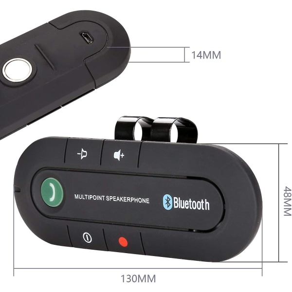 Auton handsfree Bluetooth aurinkovarjo Handsfree-autosarja Takaosa Yhteensopiva iPhonen, Samsungin kanssa GPS:lle, musiikille, puheluille - Perfet