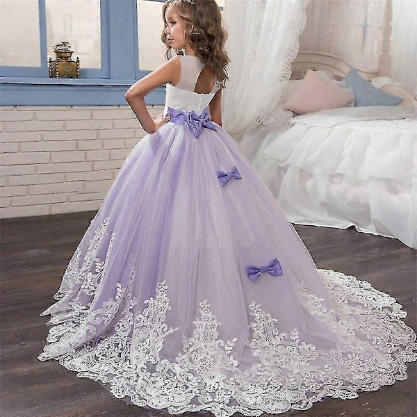 Jenter Blondekjole Elegant Prinsesse Maxikjole Barnekjole Jenter Blomst Bryllupsfest Aftenkjole Barn Prom Ballettskjørt Kostyme Gave-Perfekt Dress 1 blue 150cm