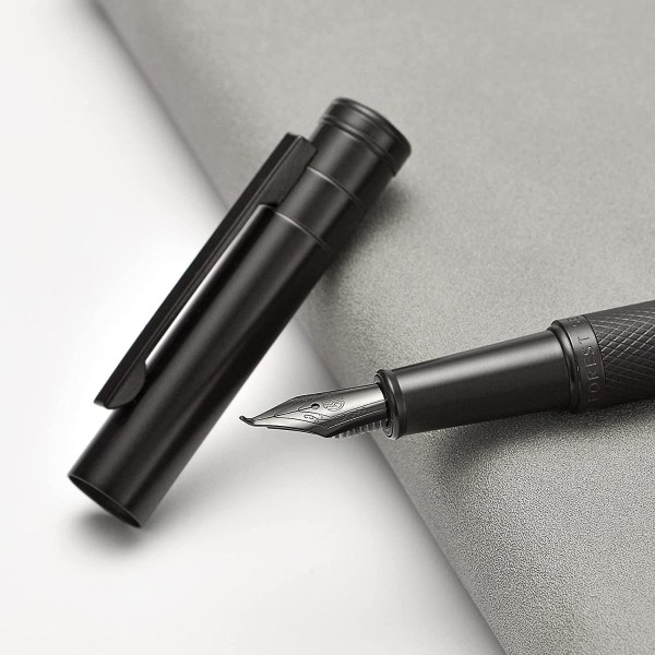 1st reservoarpenna, böjd spets kalligrafi Fude Pen, klassisk design, med omvandlare (svart) - Perfet