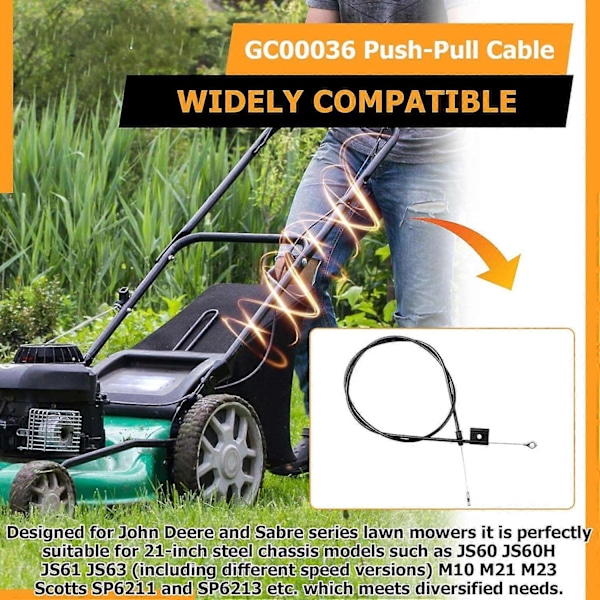 GC00036 Skyvekabel Passer Kompatibel med John Deere 21 tommer Gressklipper JS60 JS60H JS61 JS63-Perfekt