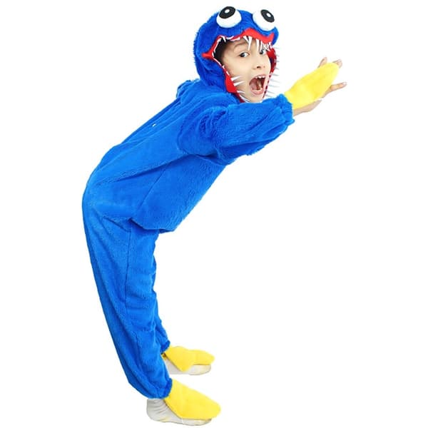 Huggy Wuggy Kostym Poppy Playtime Dräkt Barnkostym - Perfekt Blue L(130)