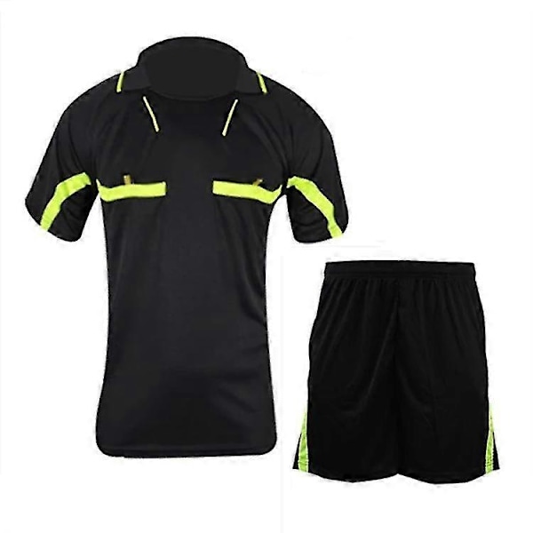 Dommer Fodbold Uniform Sæt Voksen Fodbold Uniform Lapel Dommertrøje Lomme Shorts Dommer Uniform - Perfekt Red L-Height 160-170CM