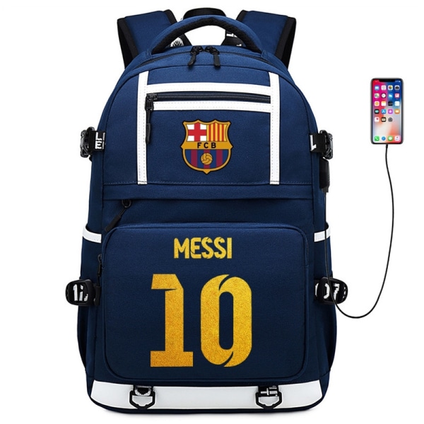 Messi Barcelona printed ryggsäck resväska Student skolväska Vattentät datorväska9 - Perfet