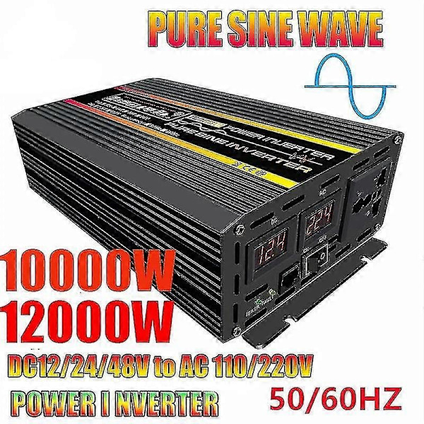 8000w/10000w Ren Sinusformet Strøm Inverter Spændingstransformator Intelligent Digital Display Bil Hjem Udendørs Dc12v 24v 48v 60v -220v Konverter ZD.16 12v 10000W