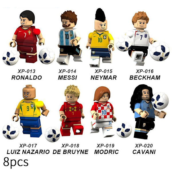 8 st VM fotboll Byggstenar Figurer Leksak Barn Present