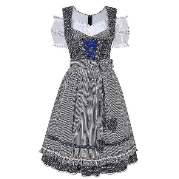 Dirndl Kjole Tysk Oktoberfest Bavarian Beer Wench Costume Maid Festival Party ZX - Perfet Dark blue 2XL