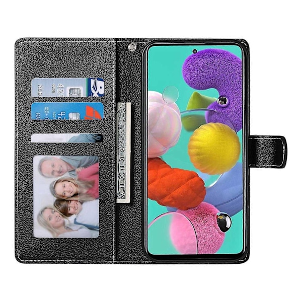 Yhteensopiva Samsung Galaxy A24 4G (162.1 x 77.6 x 8.3mm) Kotelo Nahkainen Lukko Lompakko Jalusta Puhelinkotelo - Perfet Black
