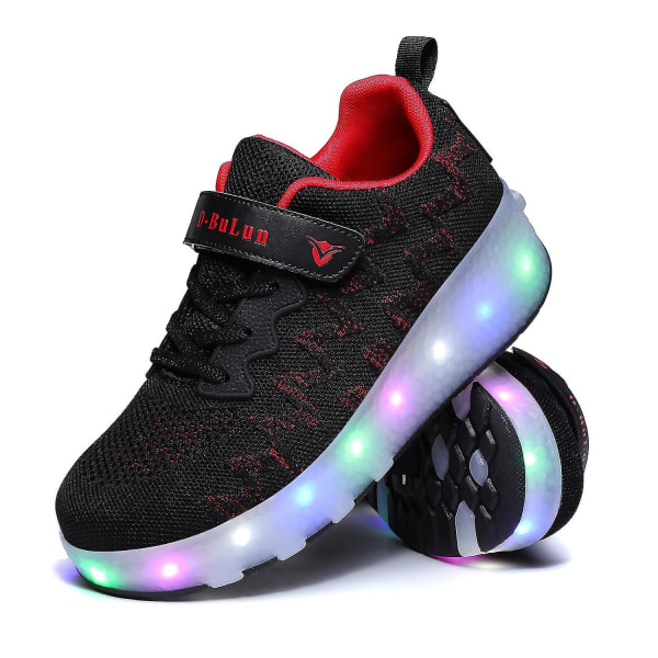 Skøyter Fritidssportssko Tohjuls LED-blinklys for barn Automatiske usynlige rulleskøyter - Perfet black 32