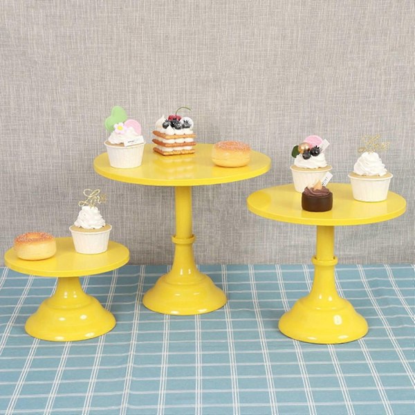 Metallinen rautainen kakkuvati pyöreä jalusta jälkiruokapidike cupcake-teline leivontaan syntymäpäiväjuhliin (punainen S)-Perfet