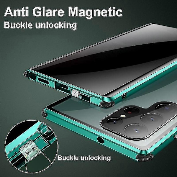 Anti-Peeping Privacy-deksel Kompatibelt med Samsung Galaxy S22 Ultra/s22, Dobbeltsidig Herdet Glass Magnetisk Deksel - Perfekt Black For Galaxy S22 Ultra