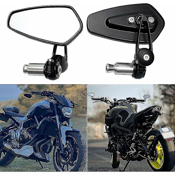 Motorsykkel styre bakspeil motorsykkel bakspeil egnet for XJ6 MT01 MT03 MT07 MT09 (svart)-Perfet