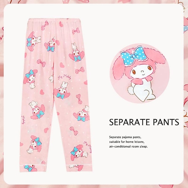 Kawaii Anime Sanrio -yöpyjama housut - Piirrettyjen pohjat - Yöpuku pitkä pariskunnille - Mukavat löysät kotihousut - Ohut pyjama housut - Perfet 14 XL