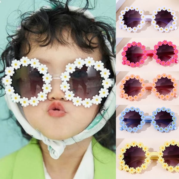 Børne Solbriller Børne Runde Blomster Solbriller - Perfet Blue