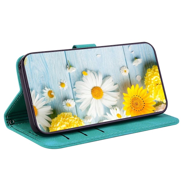 Kotelo yhteensopiva Xiaomi Redmi Note 11s:n kanssa, kohokuvioitu Lily-läppälompakko, ensiluokkainen PU-nahkakansi korttipidikkeellä - Perfet Green