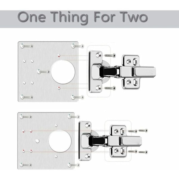 5-hullers rustfri stål reparationsplade med 4 skruer Kabinet sideplade Skadehul Reparation Dørhængsel, HANBING- Perfet