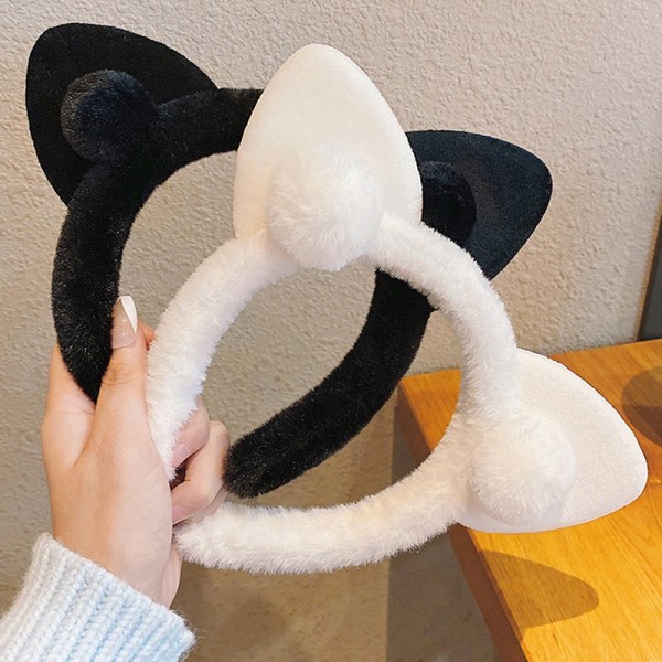 1st Fashion Cat Ears Plysch hårband för kvinnor Huvudbonader Ansikte - Perfet Gray