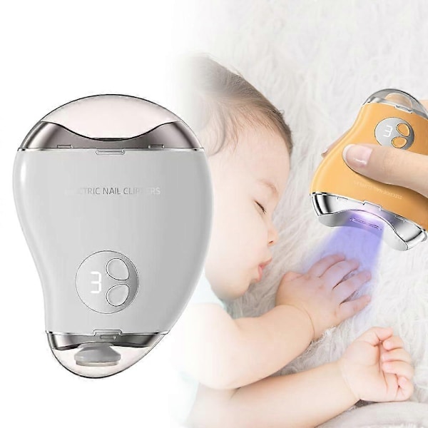 2-i-1 Elektrisk Nagelklippare med LED-Lampa - Automatisk Trimmer för tånaglar & Fingernaglar, 3 Lägen för Barn, Vuxna & Seniorer-Perfekt White