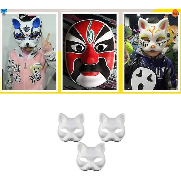 10 st Vita ansiktspappersmasker Blank mask för att dekorera självmålande maskeradfestz - Perfet